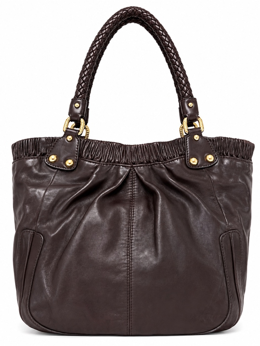 Stuart Weitzman Collection Glove Leather Tote Brown Woven Handles Vintage bag